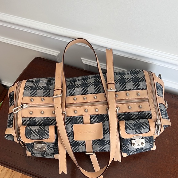 GAETANO NAVARRA LINEA TATIJEANS JACQUARD JEANS AND NATUAL CALF LEATHER BAG - Picture 3 of 15